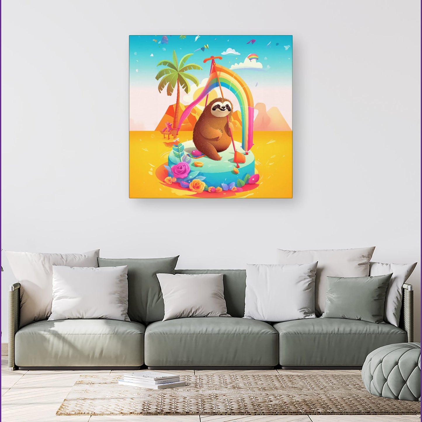 Sloth On A Beach Holiday Canvas