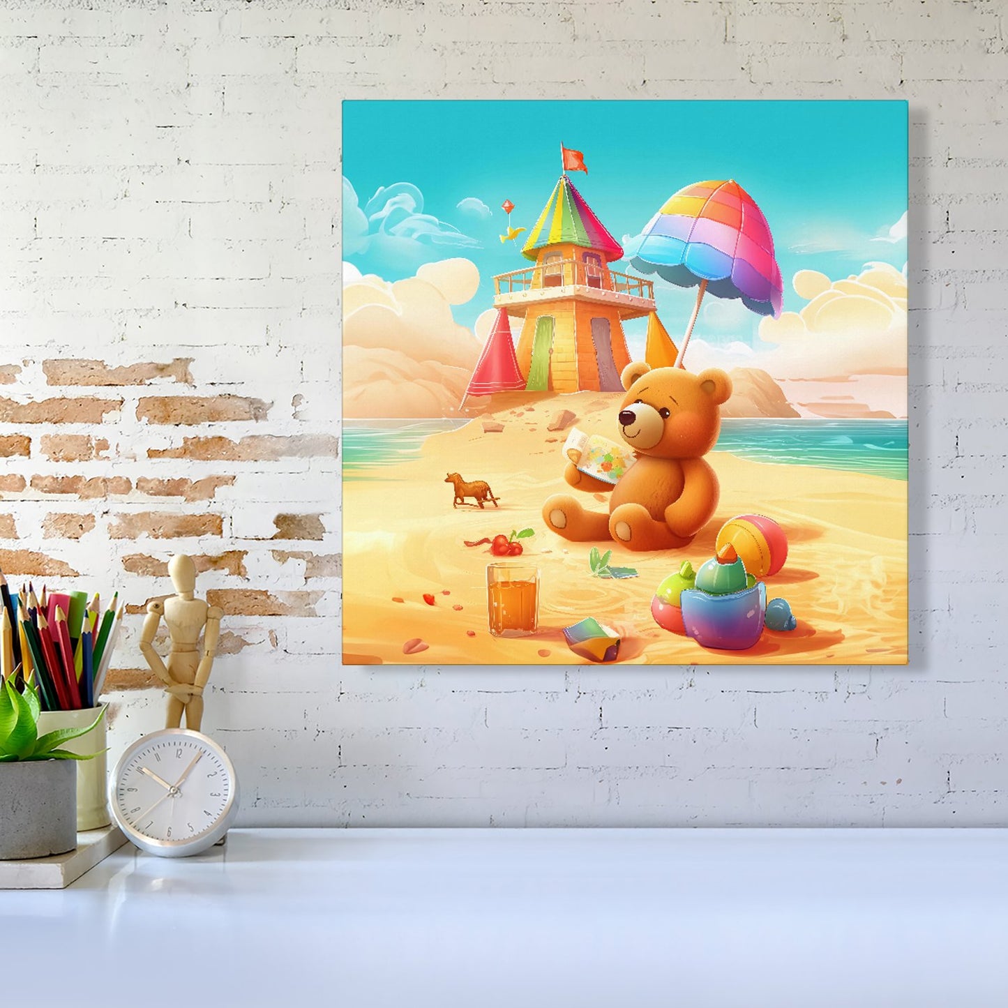 Bear On A Beach Holiday Canvas