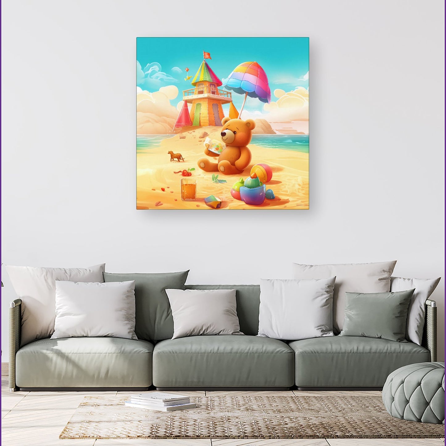 Bear On A Beach Holiday Canvas