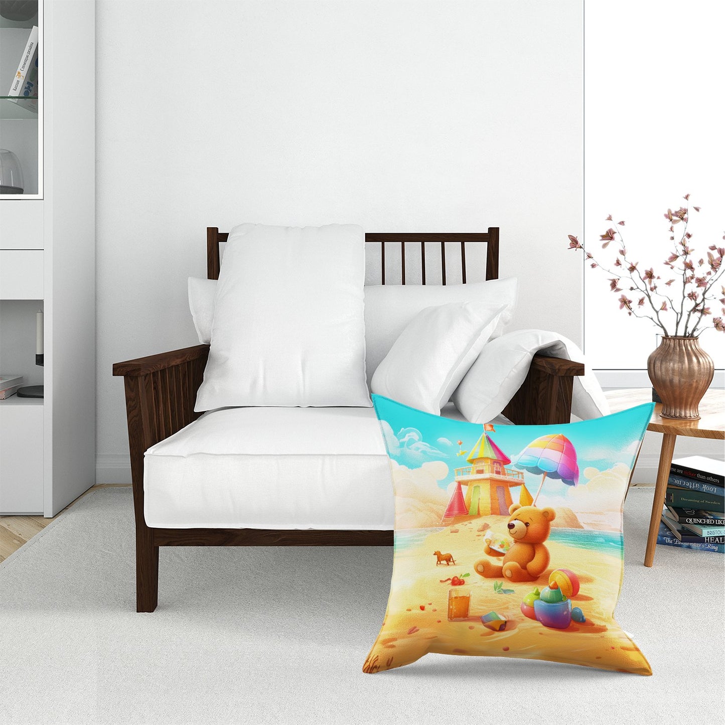 Bear On A Beach Holiday Floor Cushion