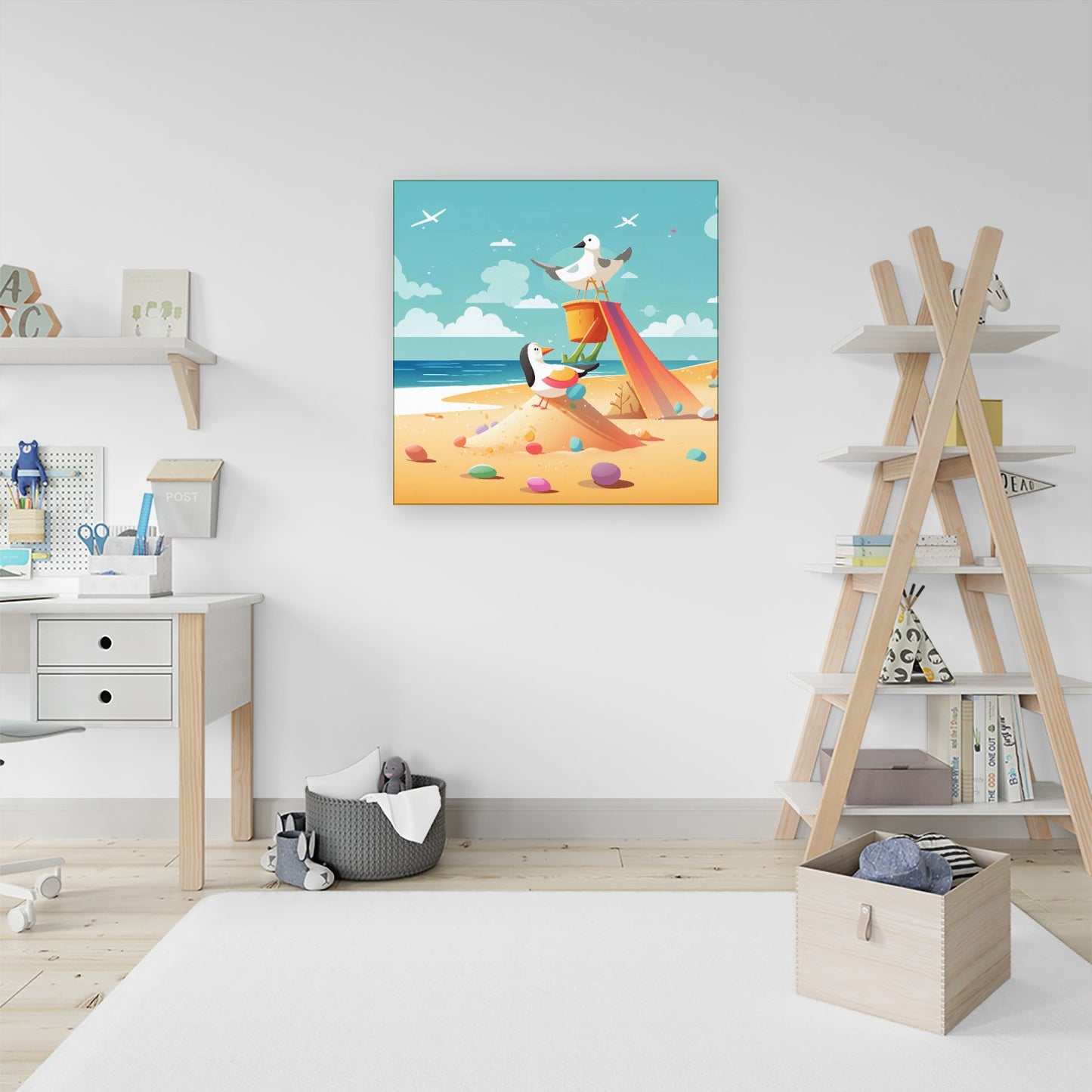 Seagulls On A Beach Holiday Canvas