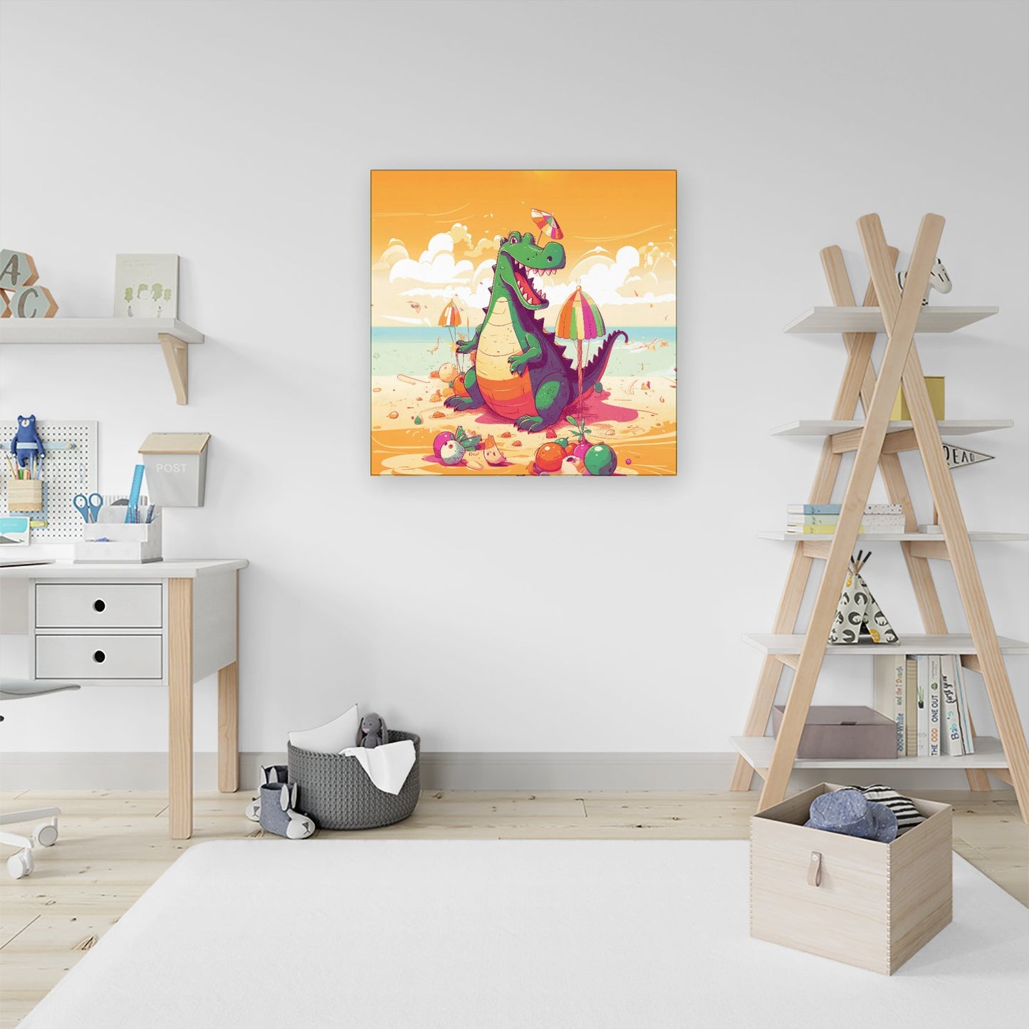 Crocodile On A Beach Holiday Canvas