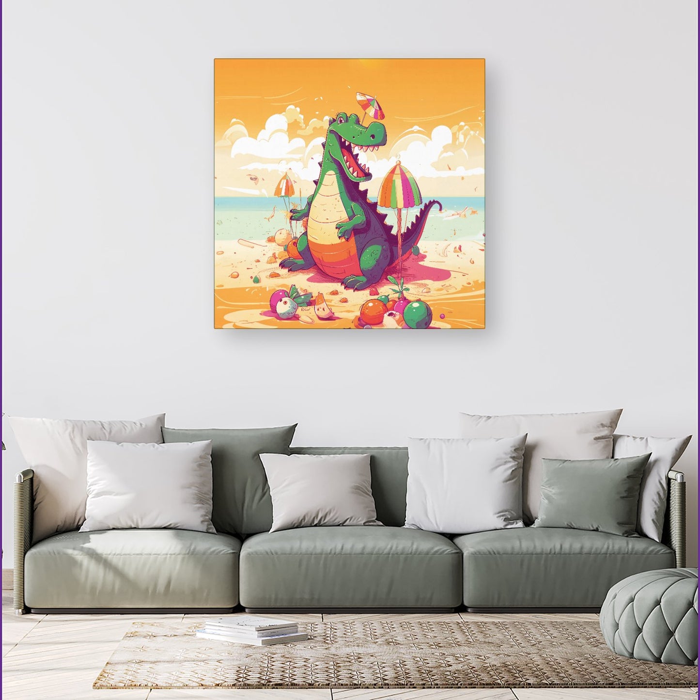 Crocodile On A Beach Holiday Canvas