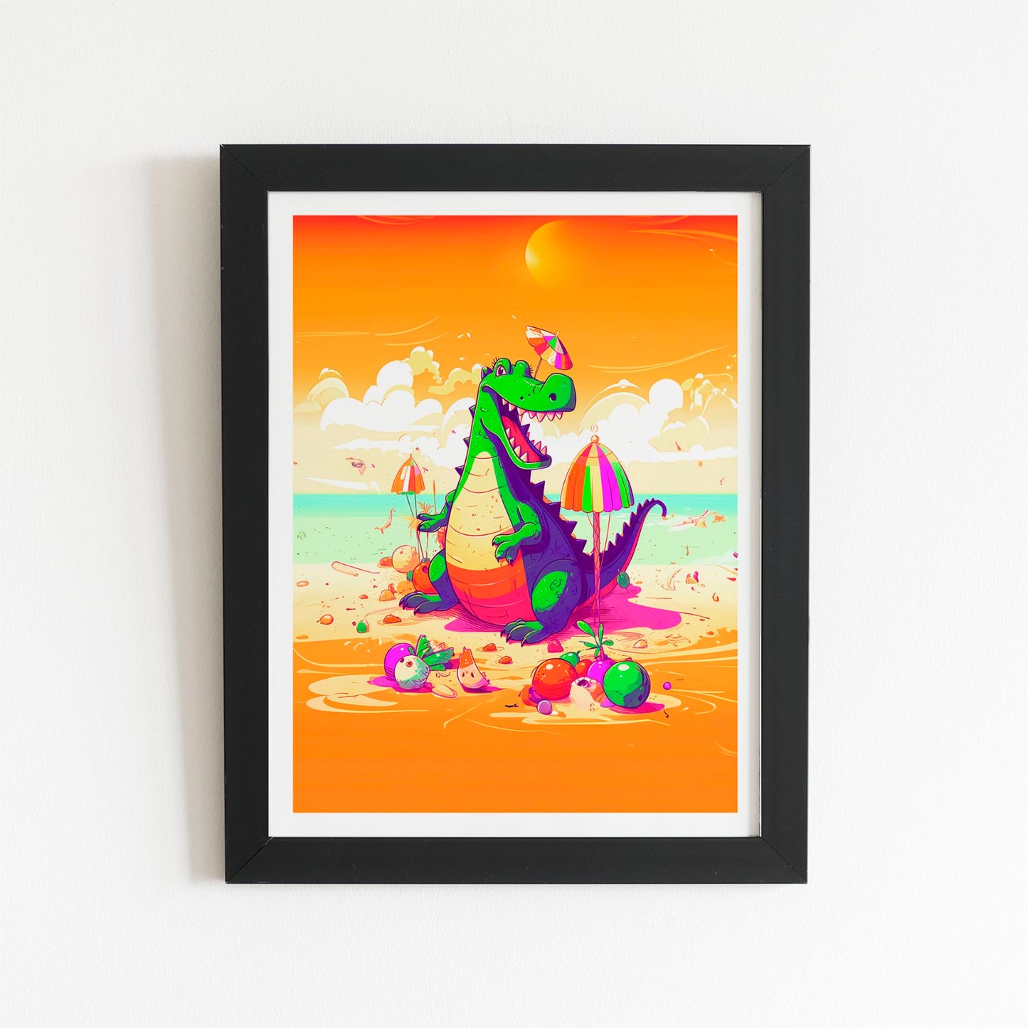 Crocodile On A Beach Holiday Art Prints