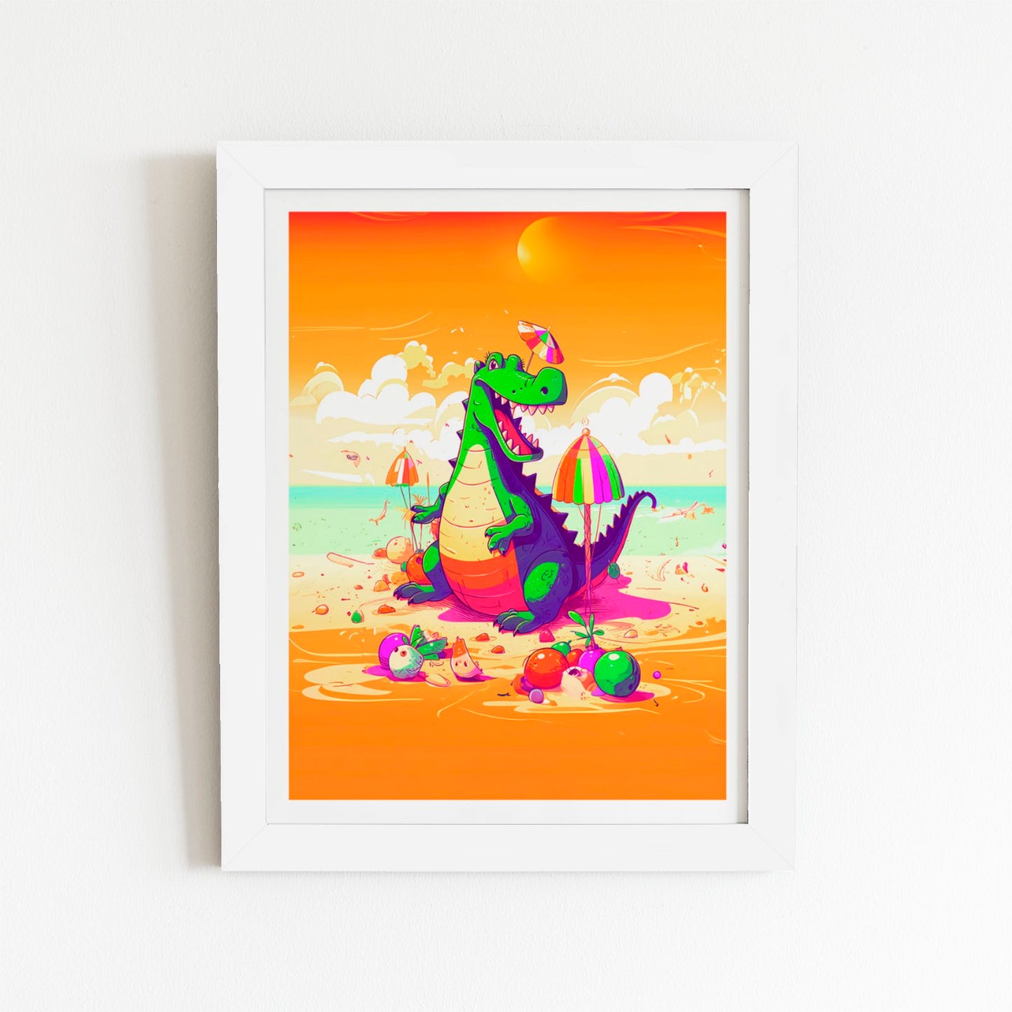 Crocodile On A Beach Holiday Art Prints