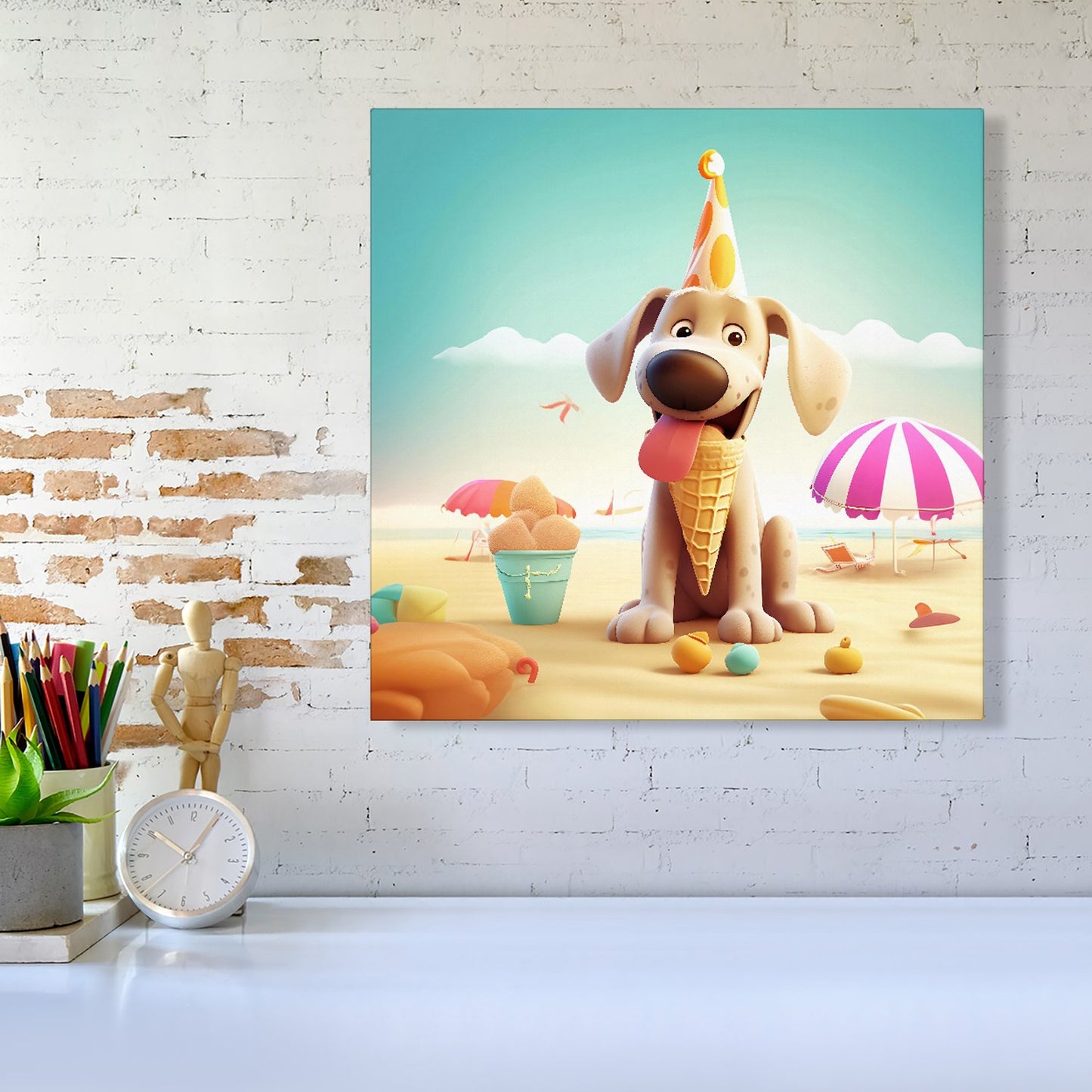 Dog On A Beach Holiday Canvas