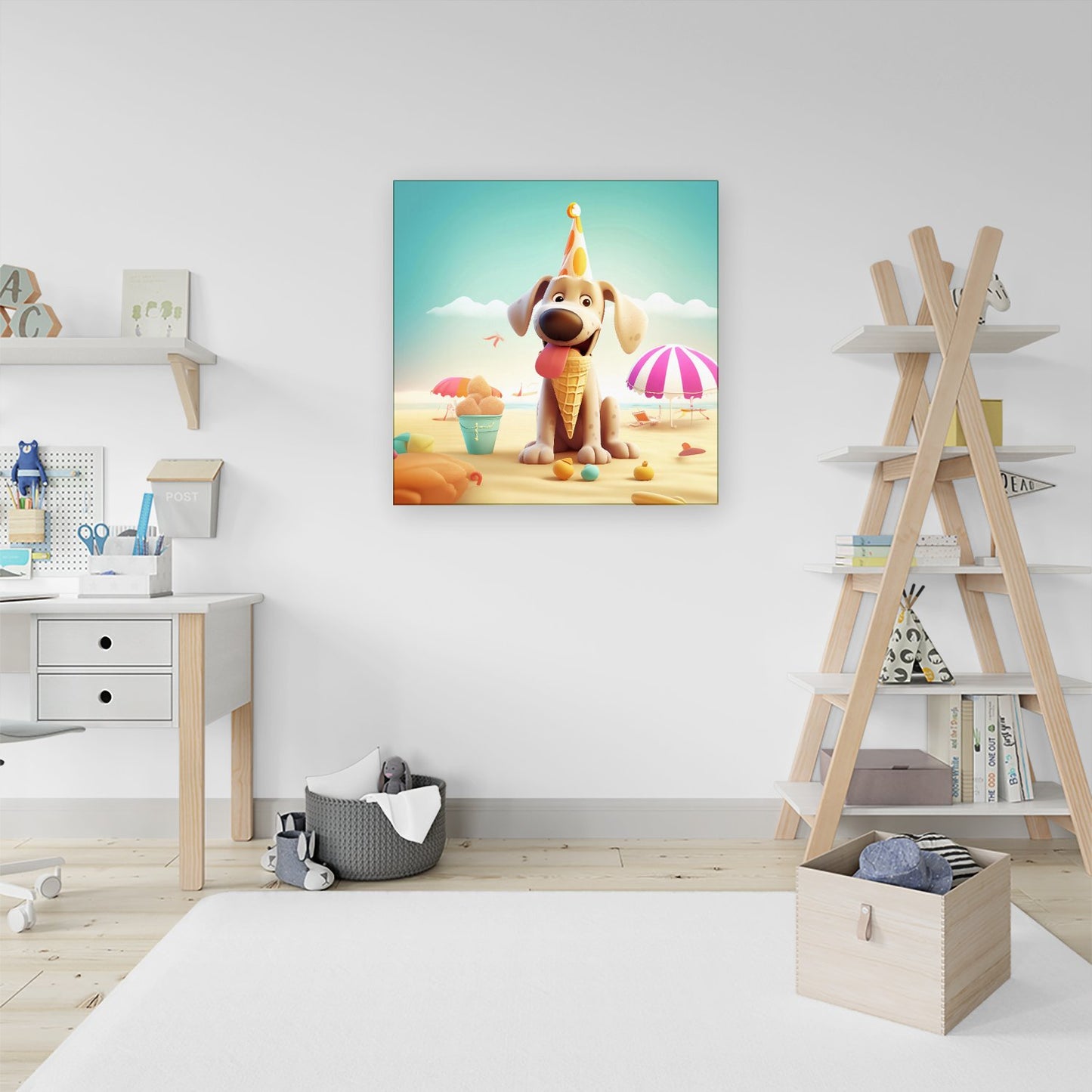 Dog On A Beach Holiday Canvas
