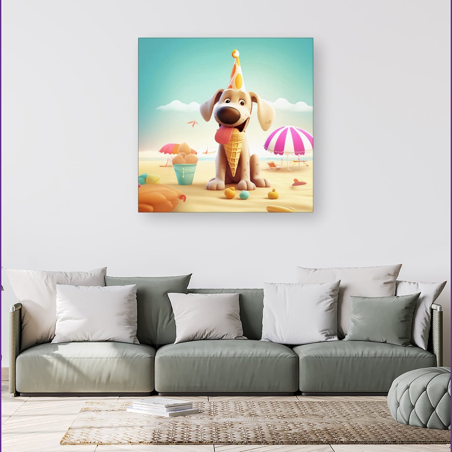 Dog On A Beach Holiday Canvas