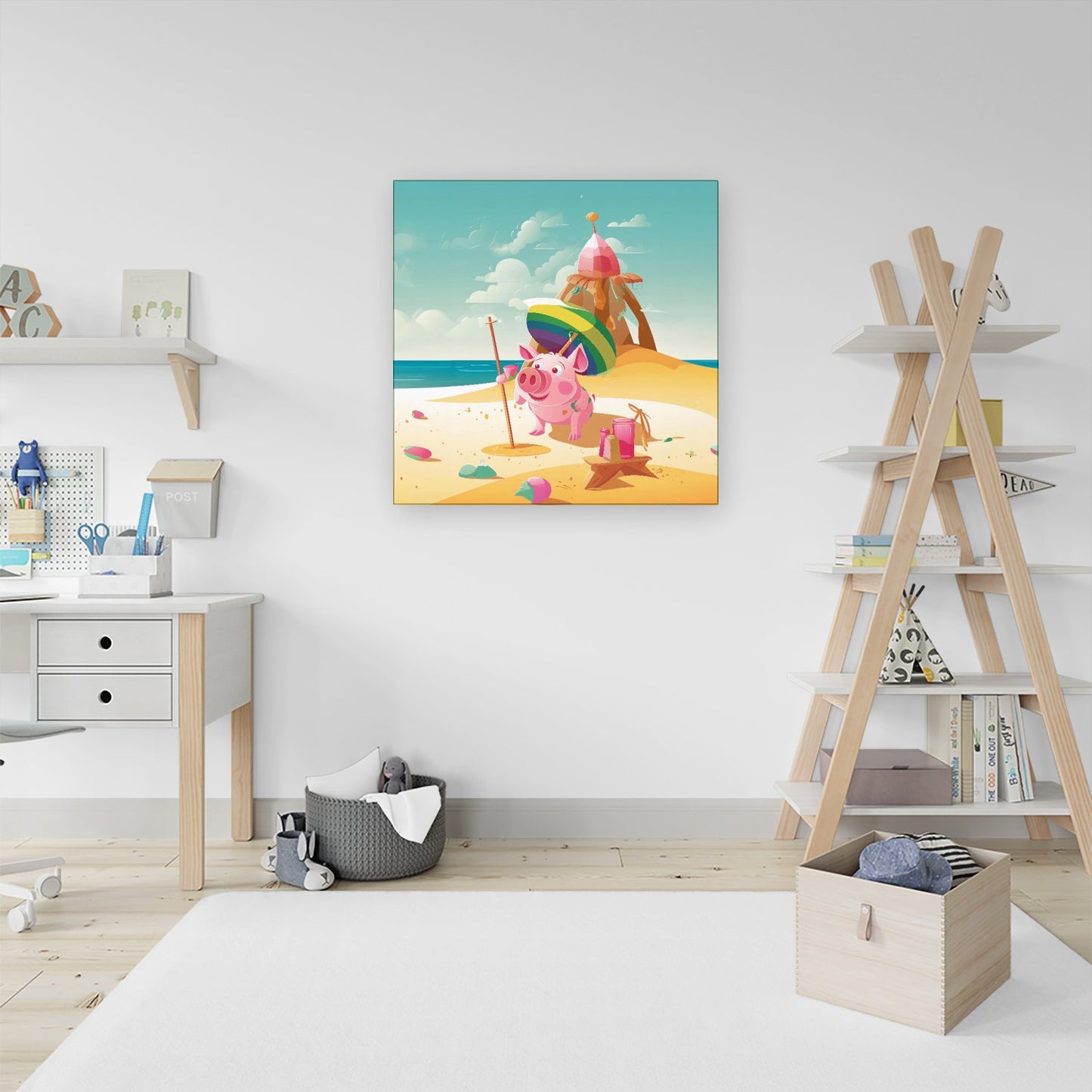 Piglet On A Beach Holiday Canvas