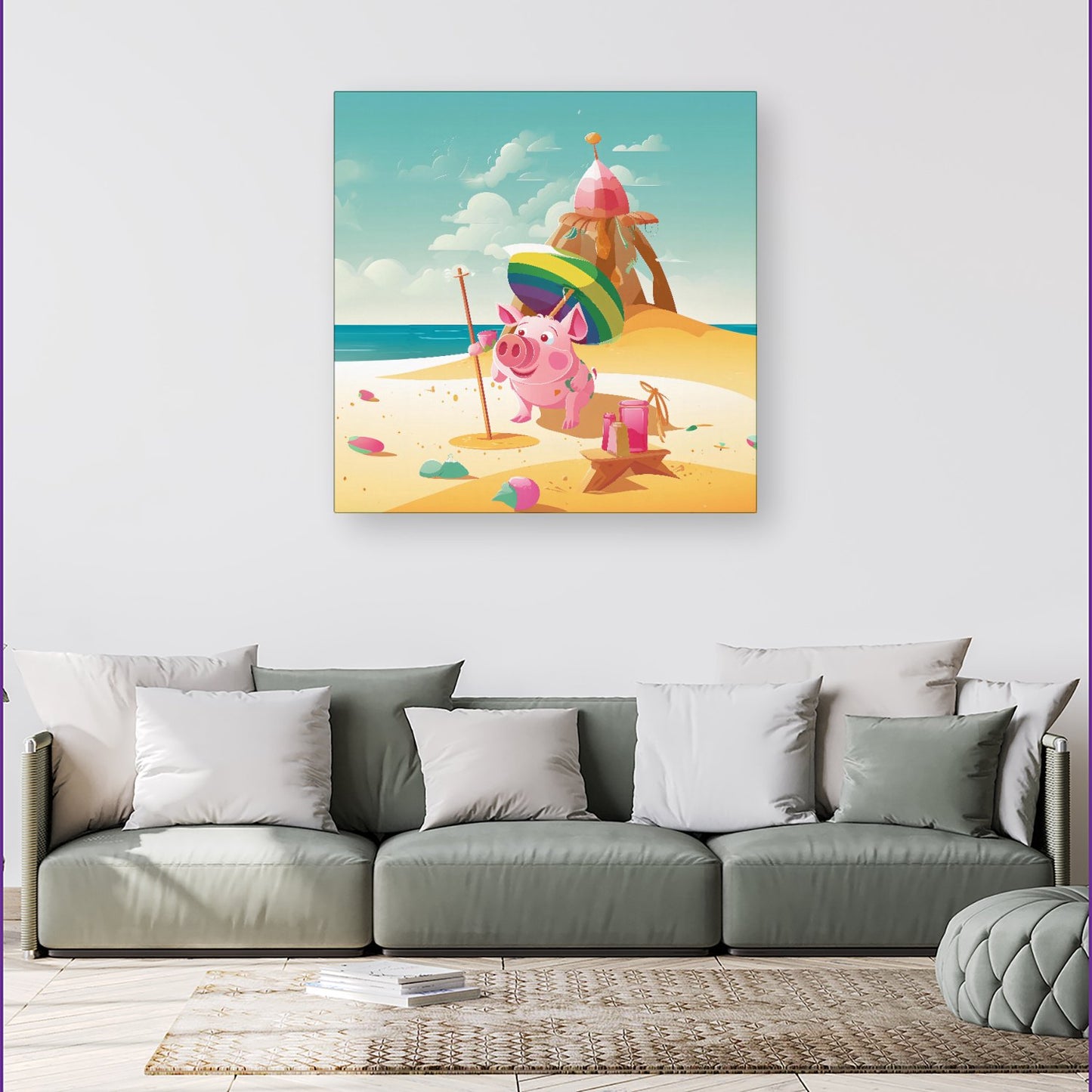 Piglet On A Beach Holiday Canvas