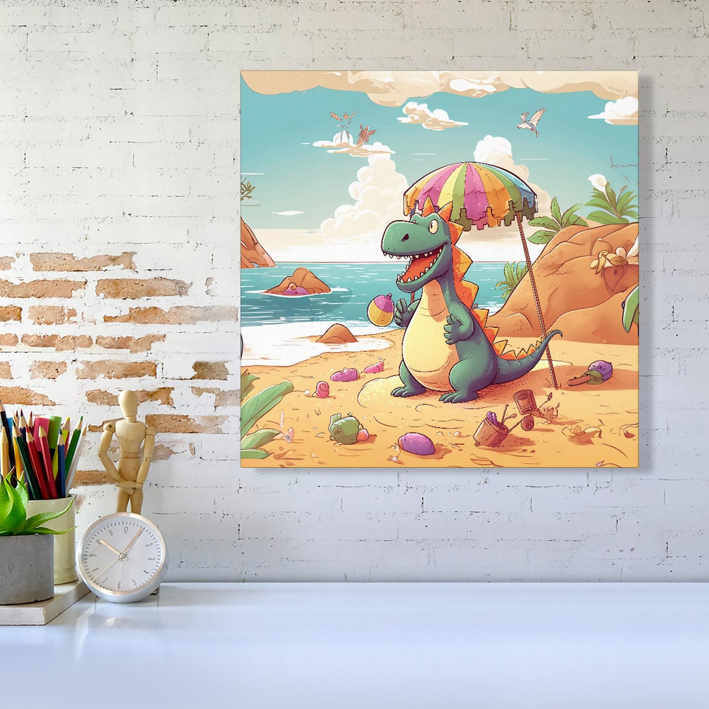 Dragon On A Beach Holiday Canvas