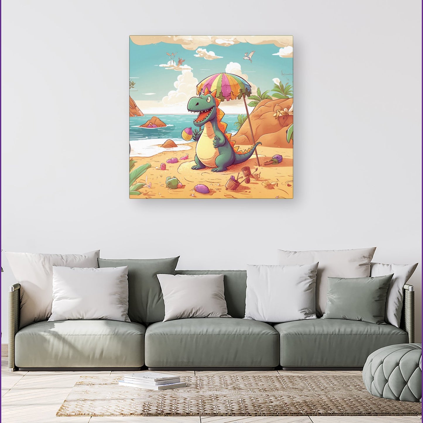 Dragon On A Beach Holiday Canvas