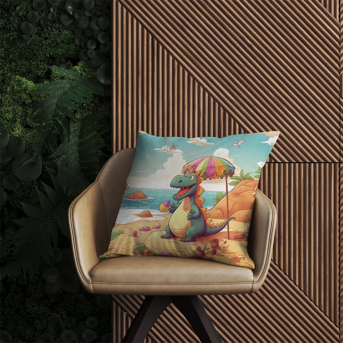 Dragon On A Beach Holiday Outdoor Cushion