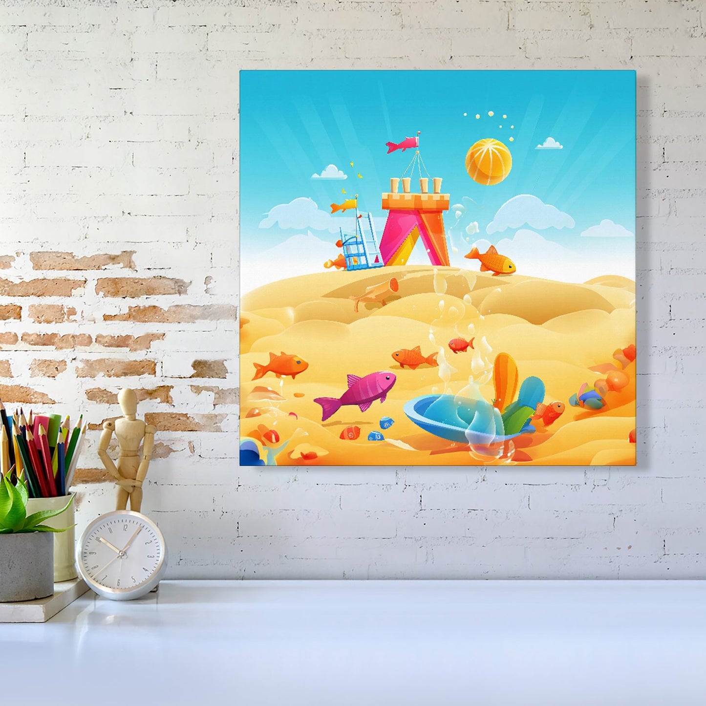 Fishes On A Beach Holiday Canvas