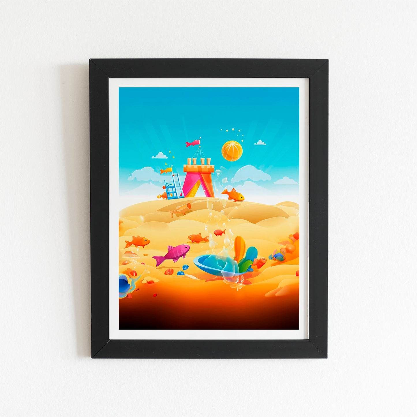 Fishes On A Beach Holiday Art Prints