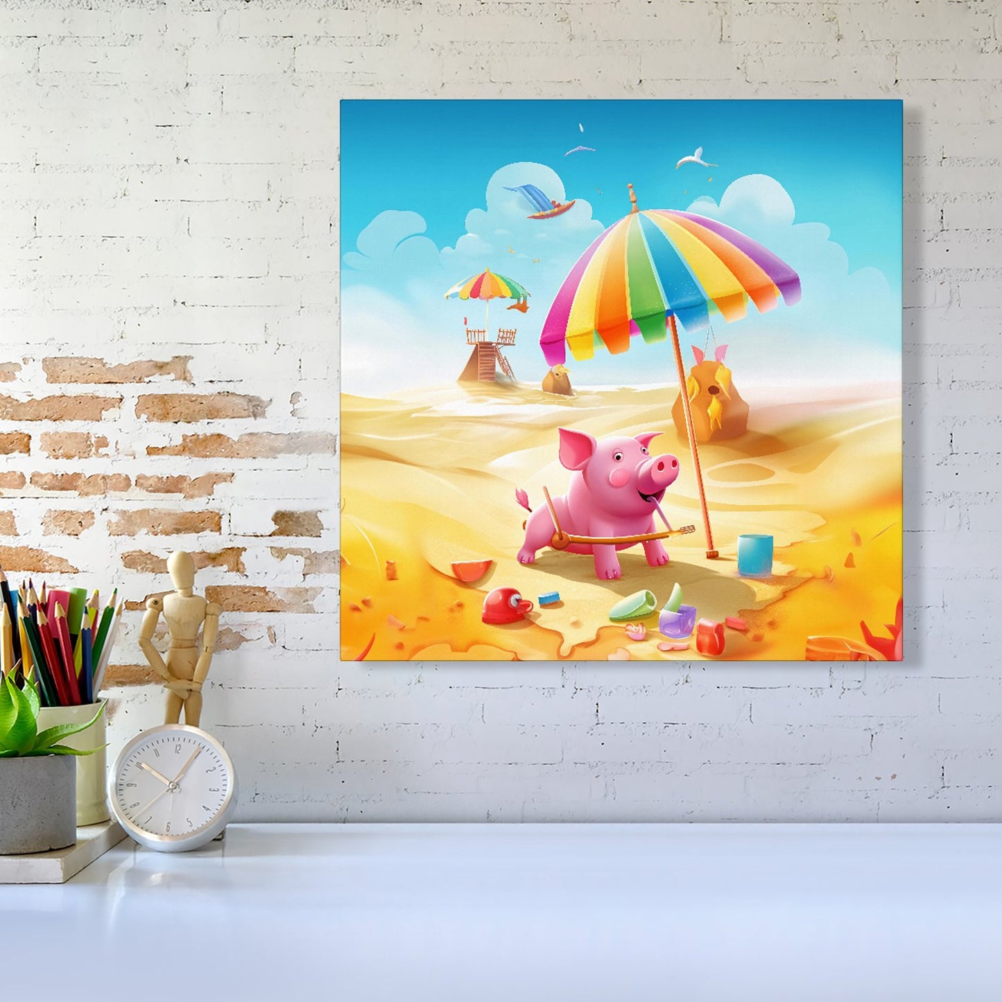 Pig On A Beach Holiday Canvas