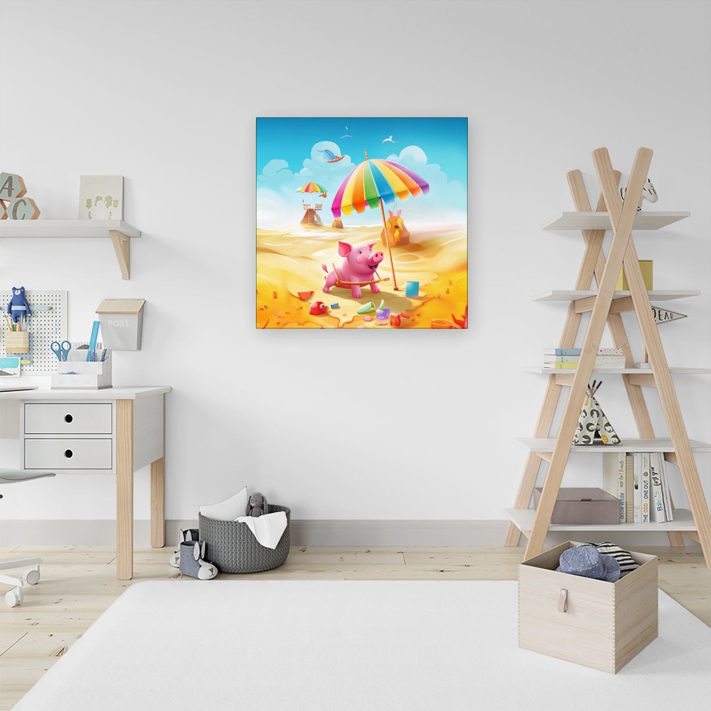 Pig On A Beach Holiday Canvas