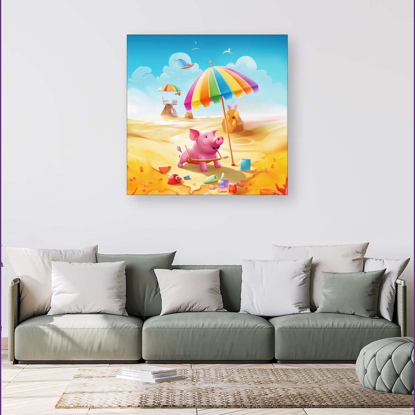 Pig On A Beach Holiday Canvas