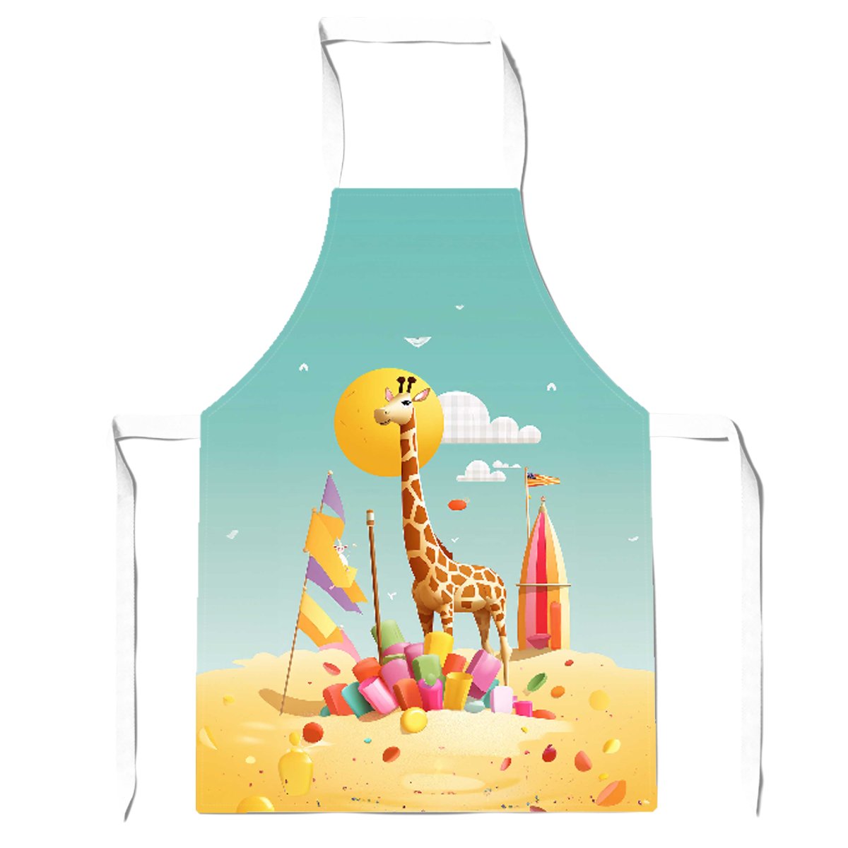 A Giraffe On A Beach Holiday Apron