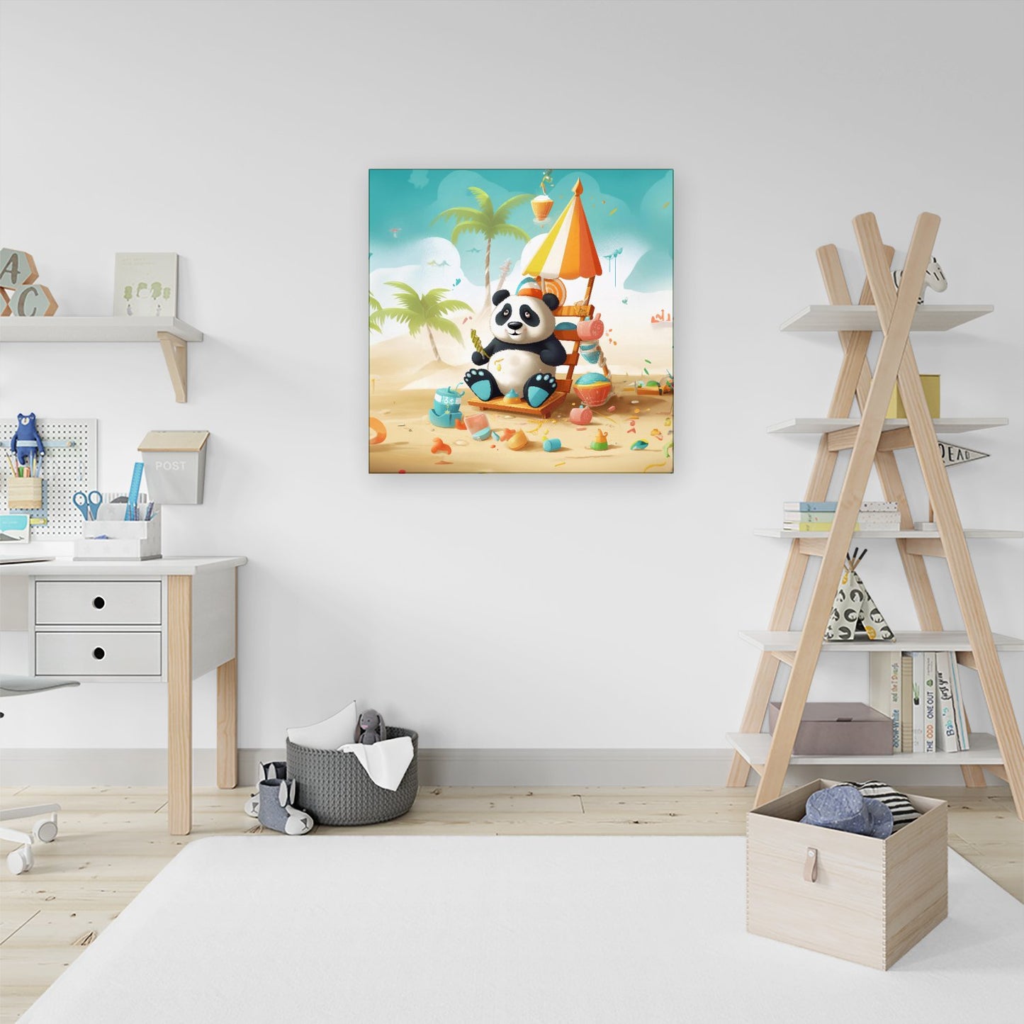 Happy Panda On A Beach Holiday Canvas