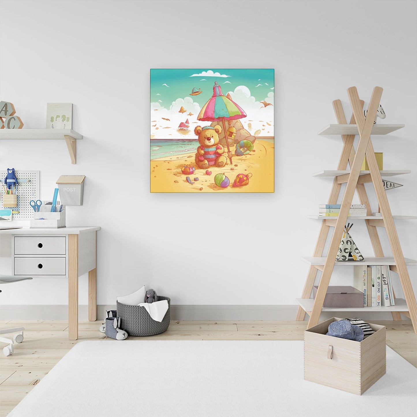 Lucky Teddy Bear On A Beach Holiday Canvas