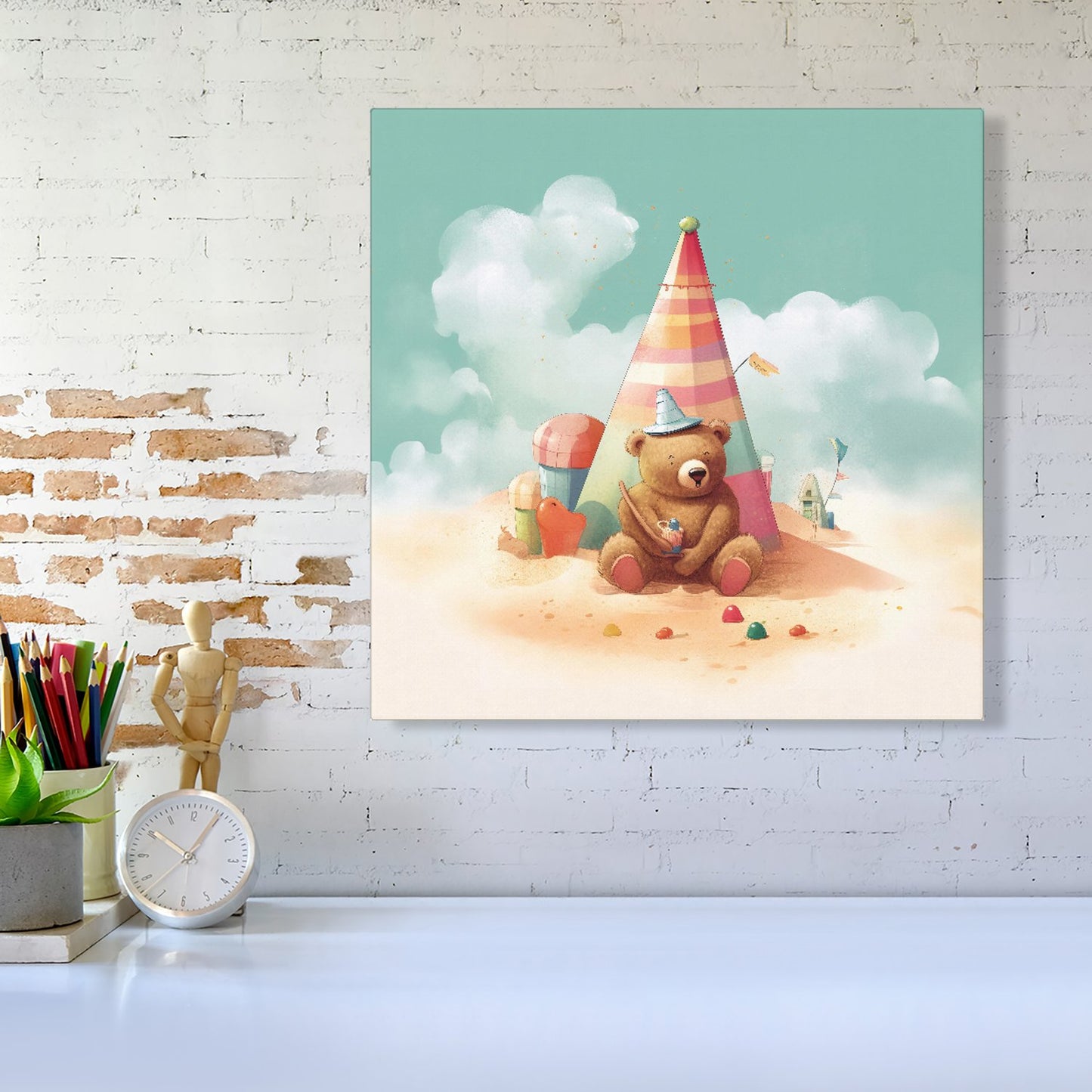 A Bear On A Beach Holiday Canvas