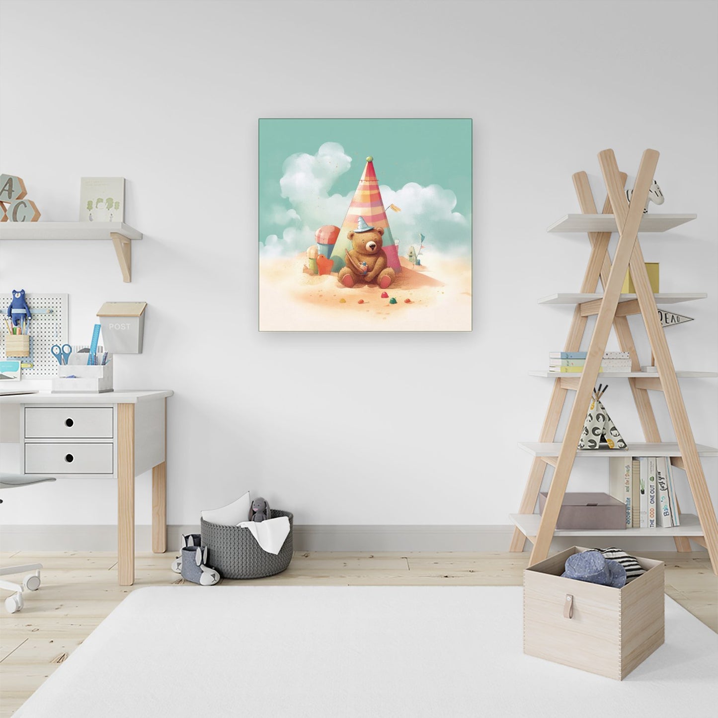 A Bear On A Beach Holiday Canvas
