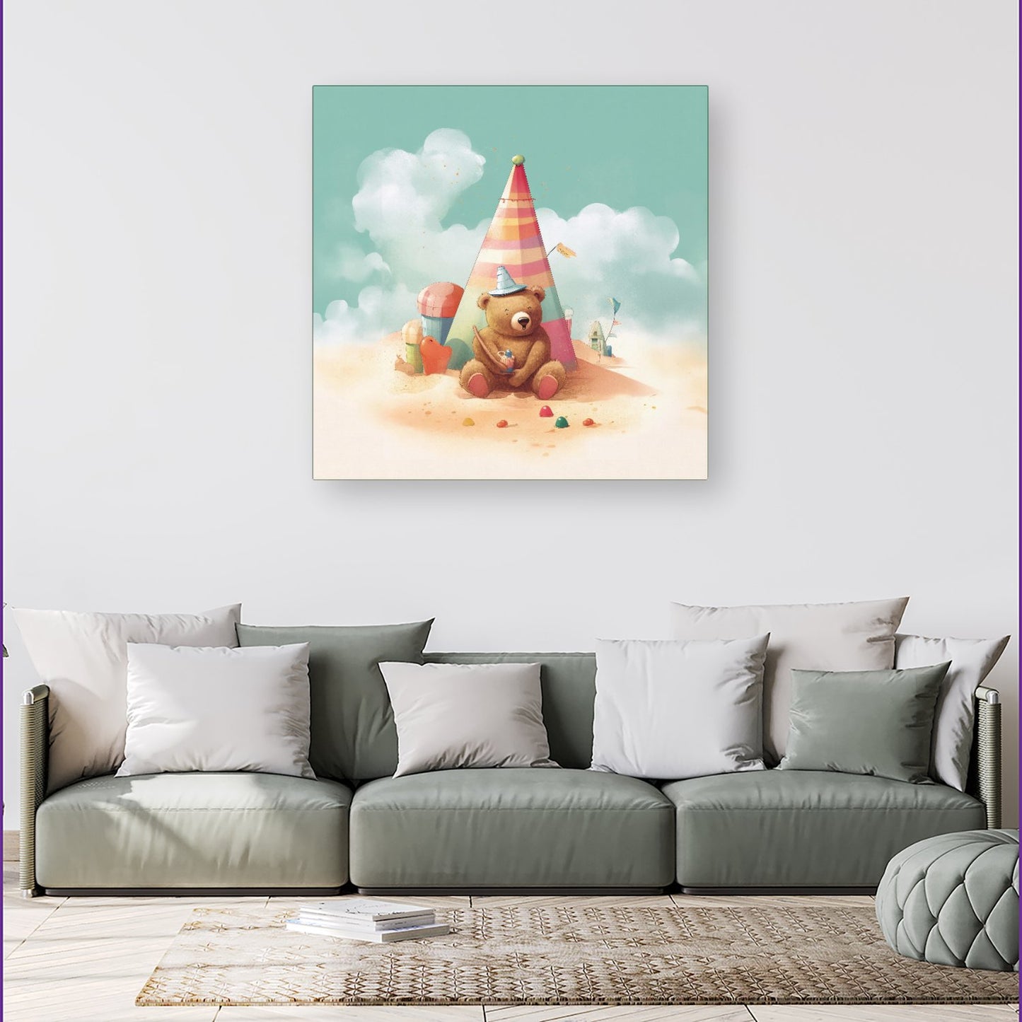 A Bear On A Beach Holiday Canvas