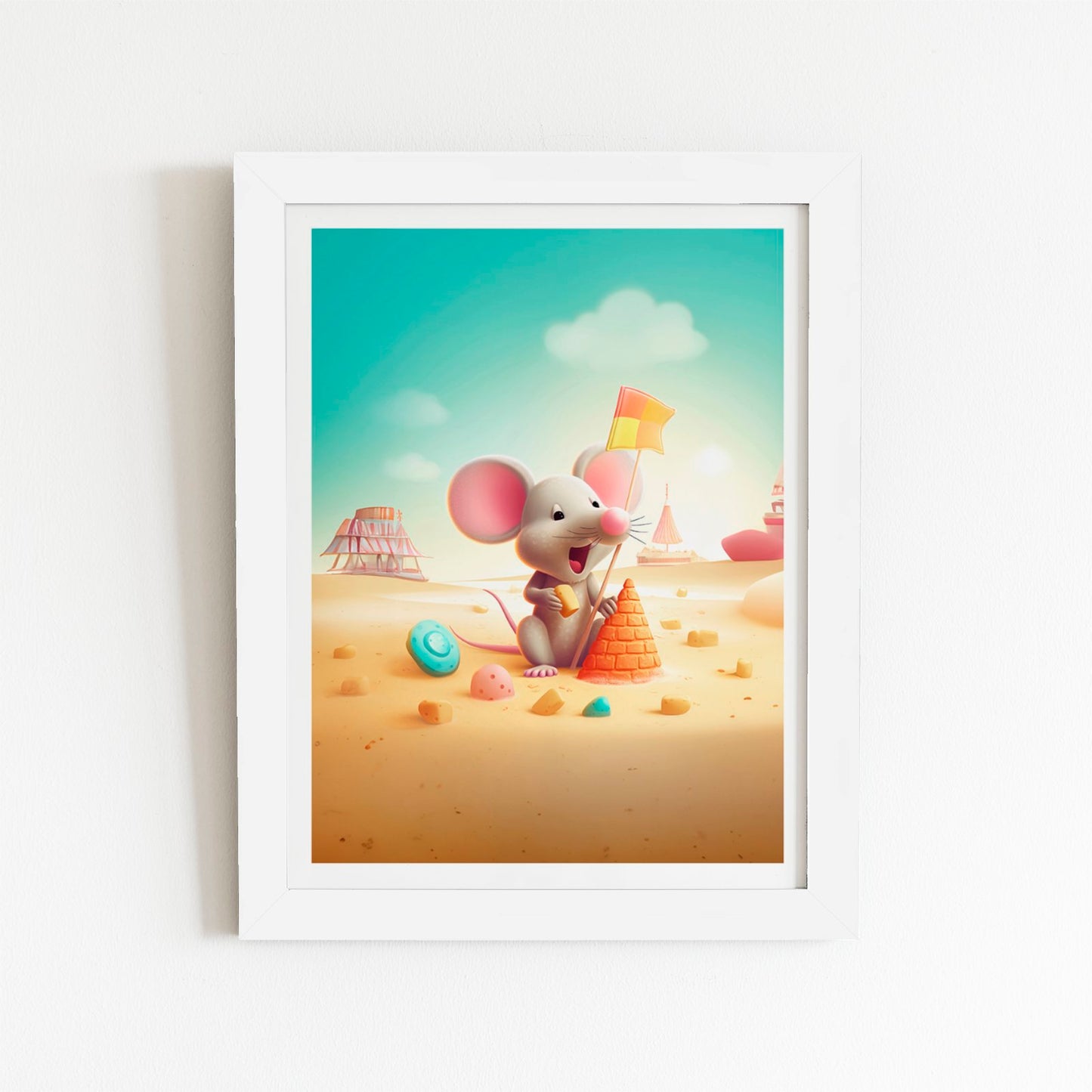 A Mouse On A Beach Holiday Art Prints