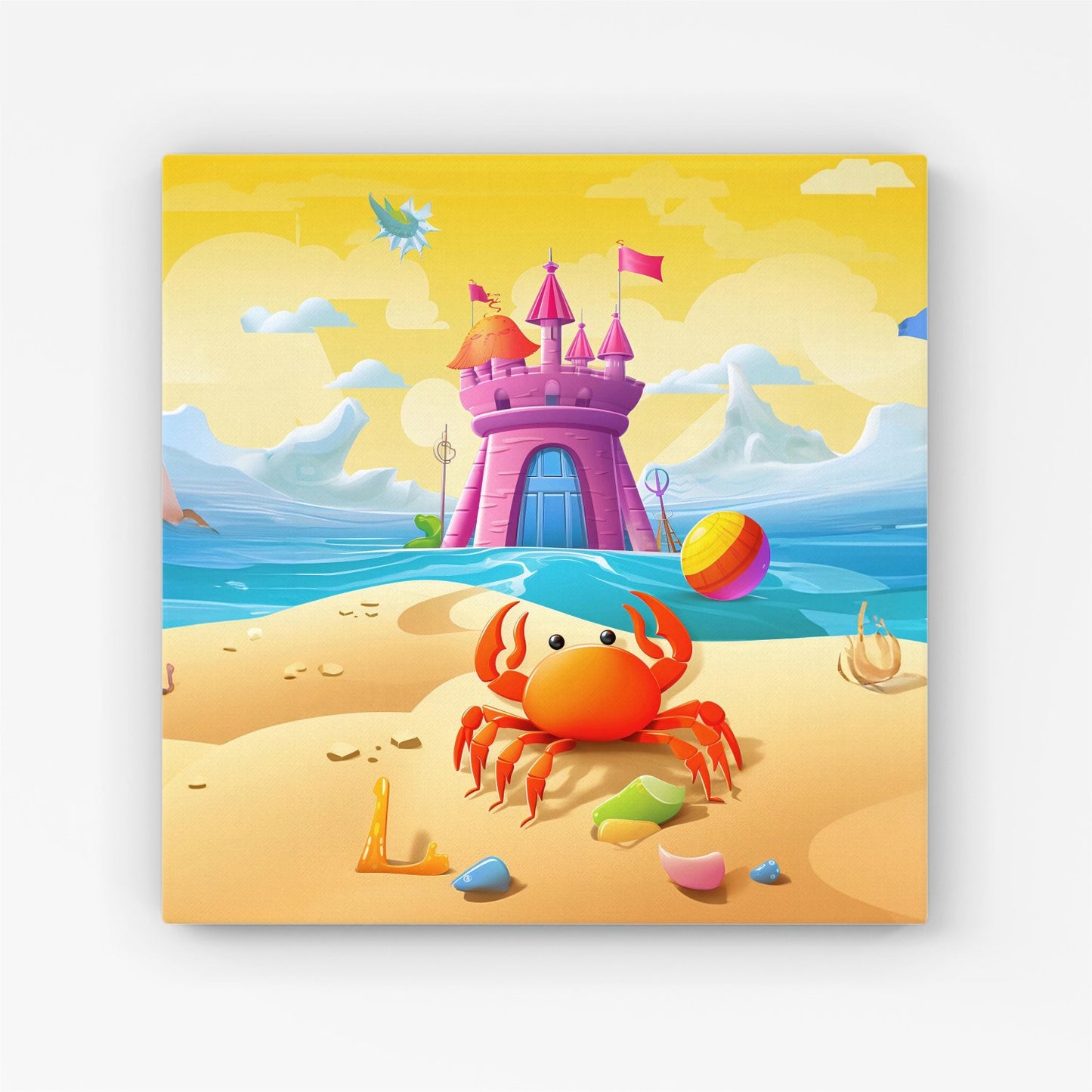 Orange Crab On A Beach Holiday Canvas