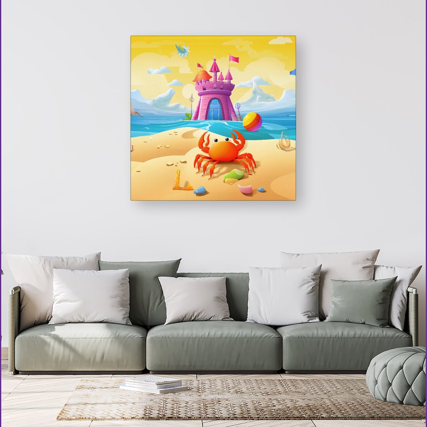 Orange Crab On A Beach Holiday Canvas