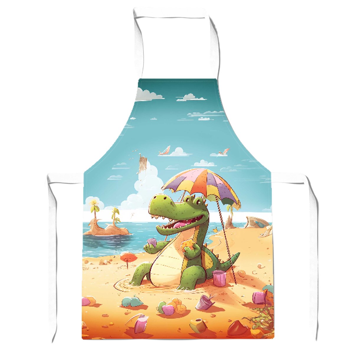 A Crocodile On A Beach Holiday Apron