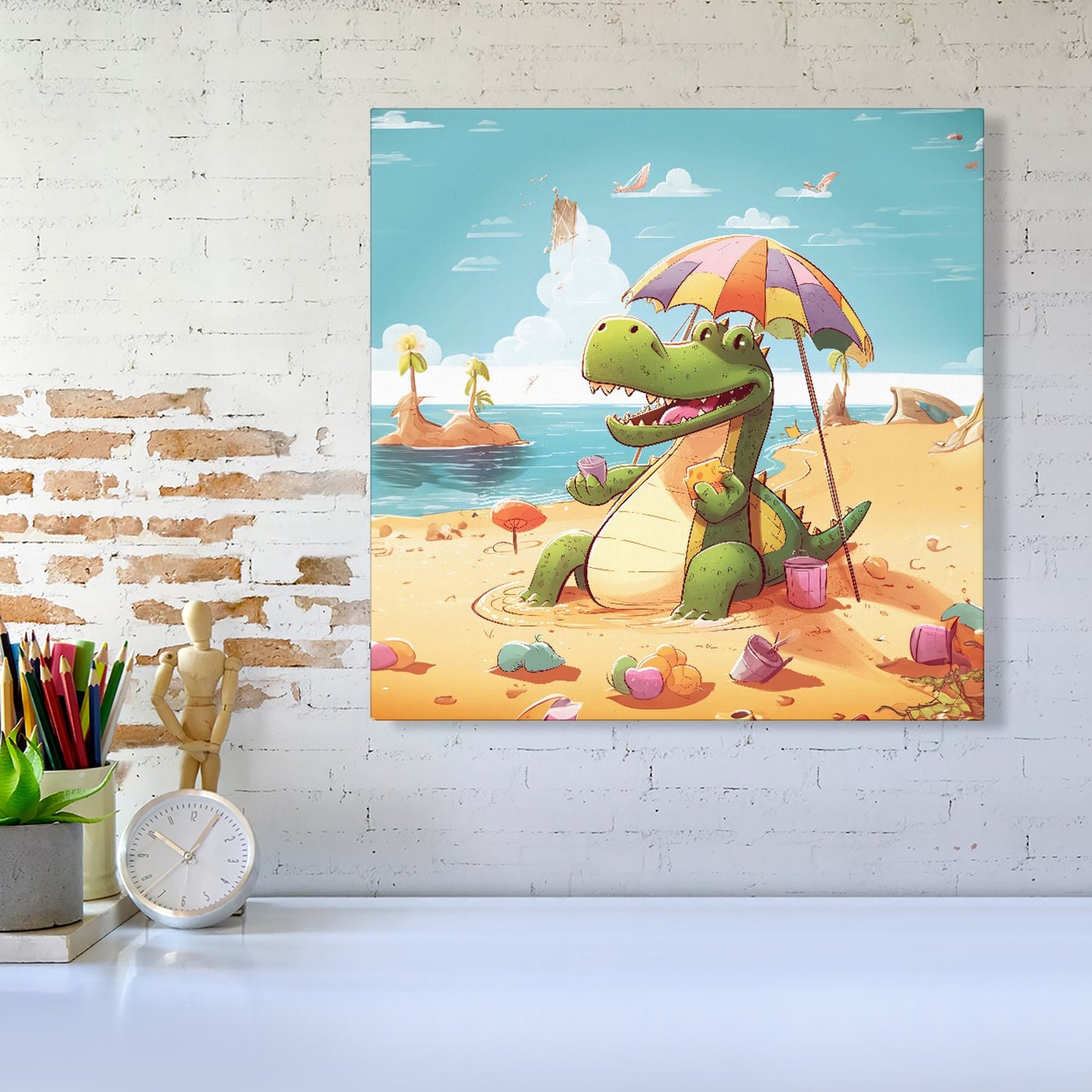 A Crocodile On A Beach Holiday Canvas