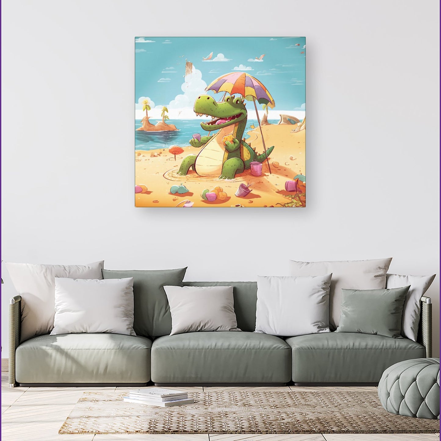 A Crocodile On A Beach Holiday Canvas