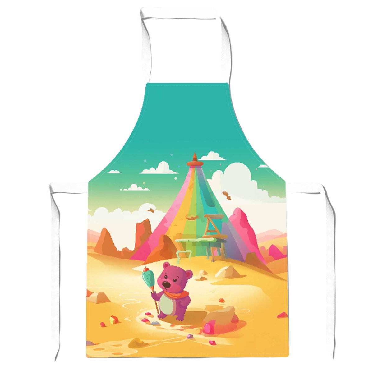 Purple Bear On A Beach Holiday Apron