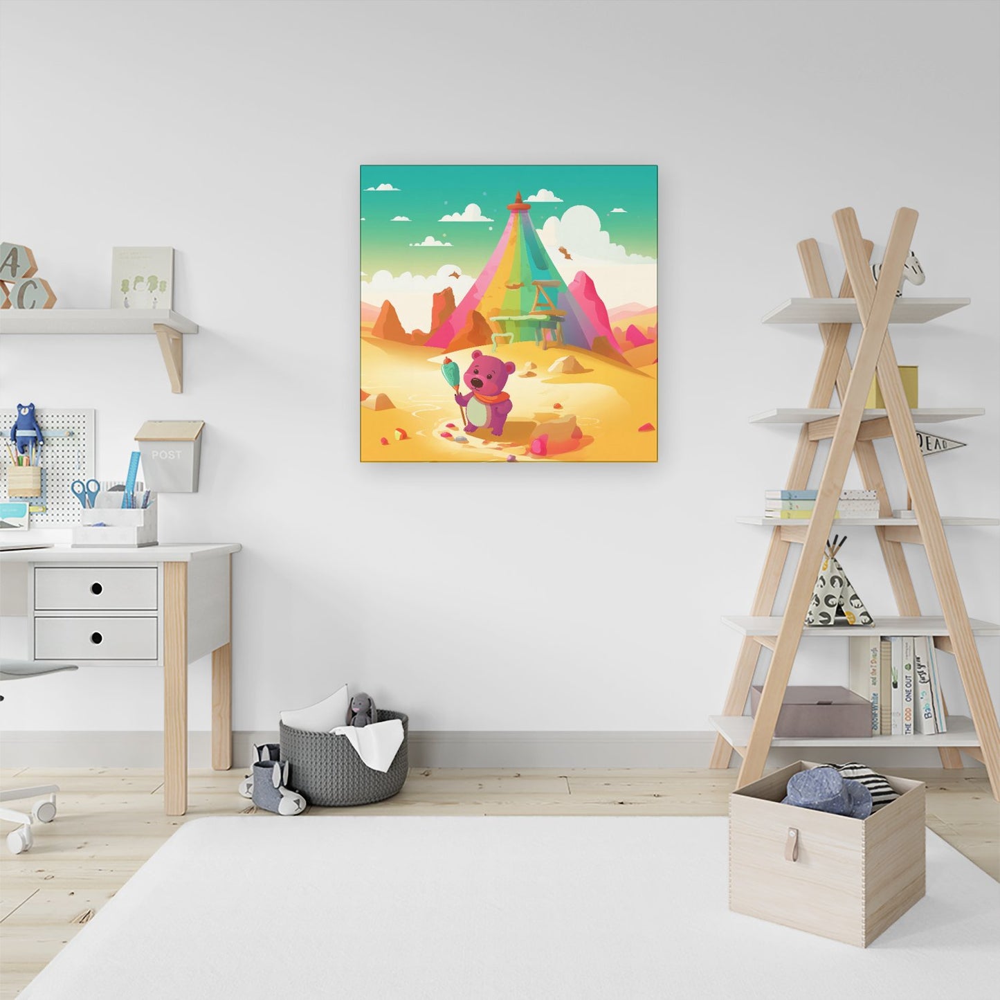 Purple Bear On A Beach Holiday Canvas