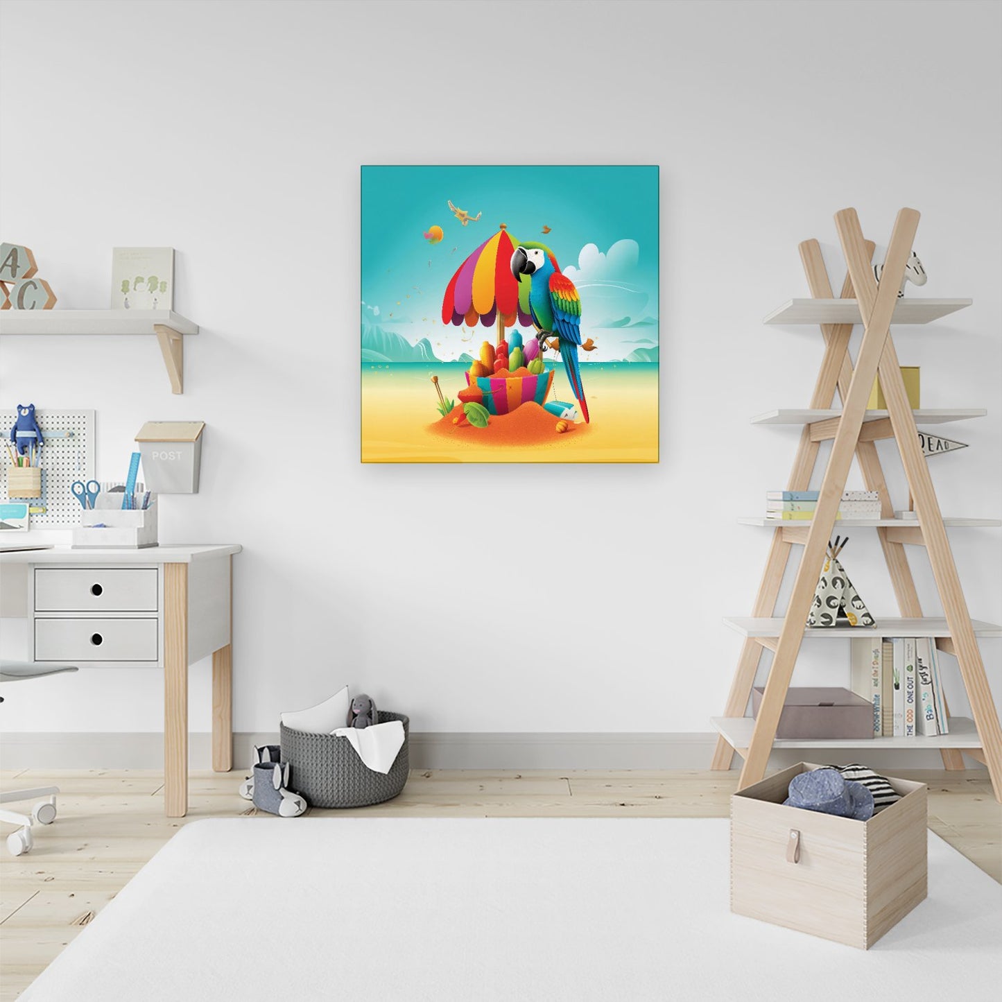 Parrot On A Beach Holiday Canvas