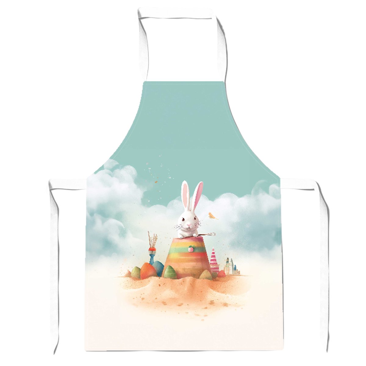 White Rabbit On A Beach Holiday Apron