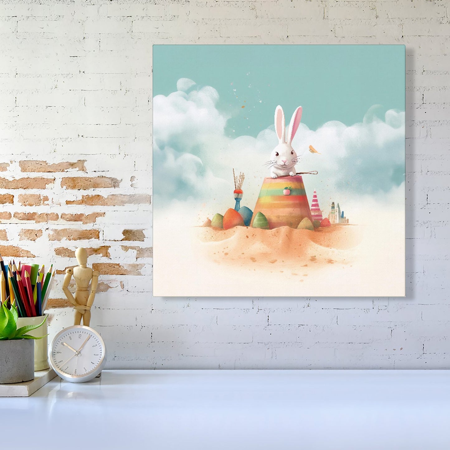White Rabbit On A Beach Holiday Canvas