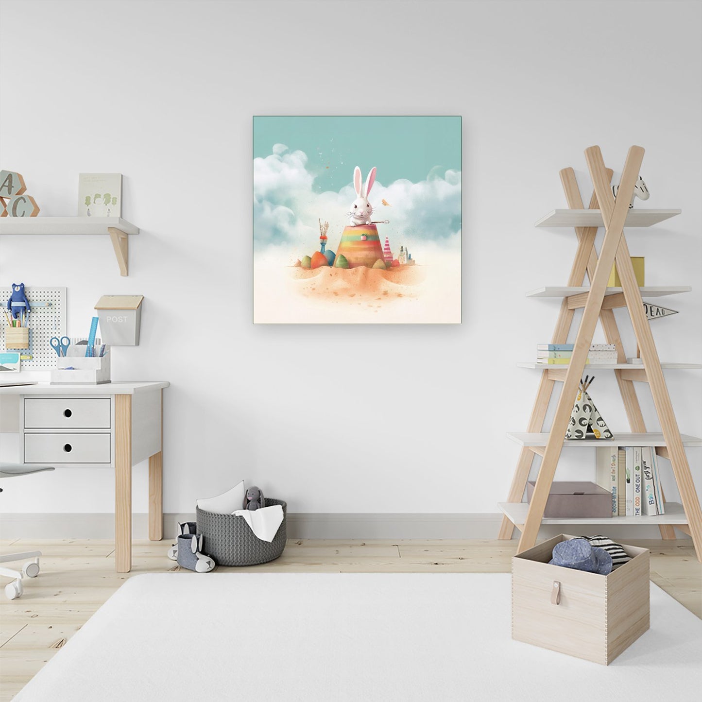 White Rabbit On A Beach Holiday Canvas