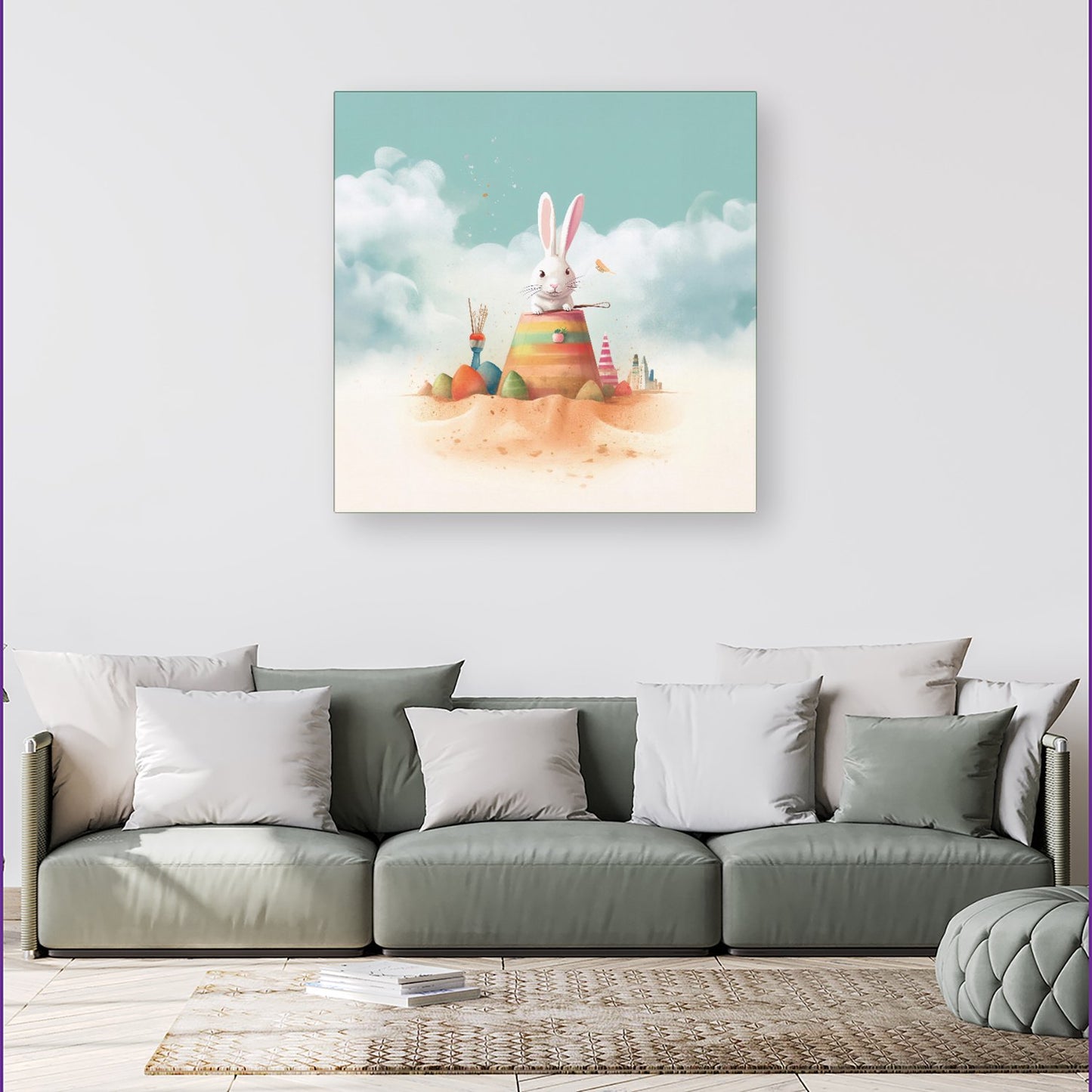 White Rabbit On A Beach Holiday Canvas