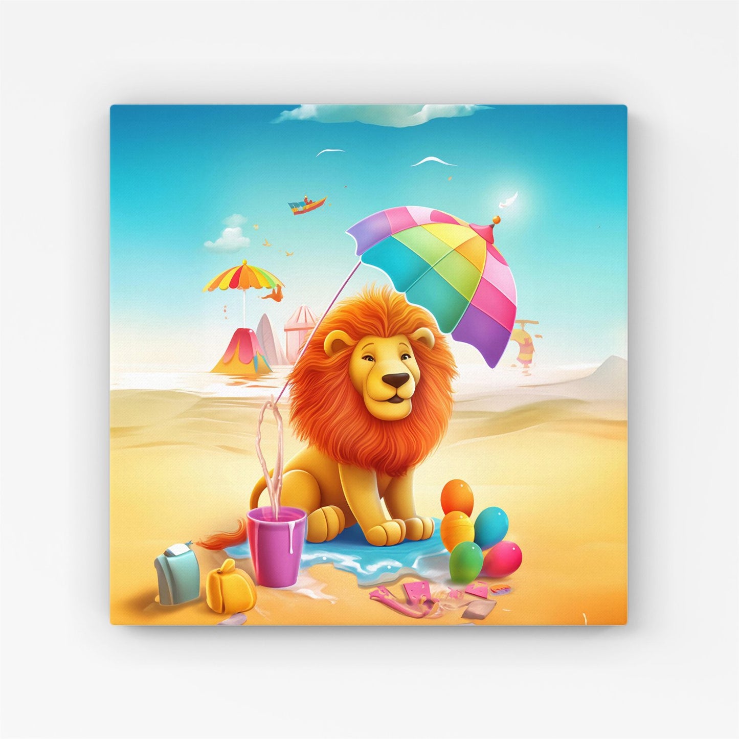 Lion On A Beach Holiday Canvas