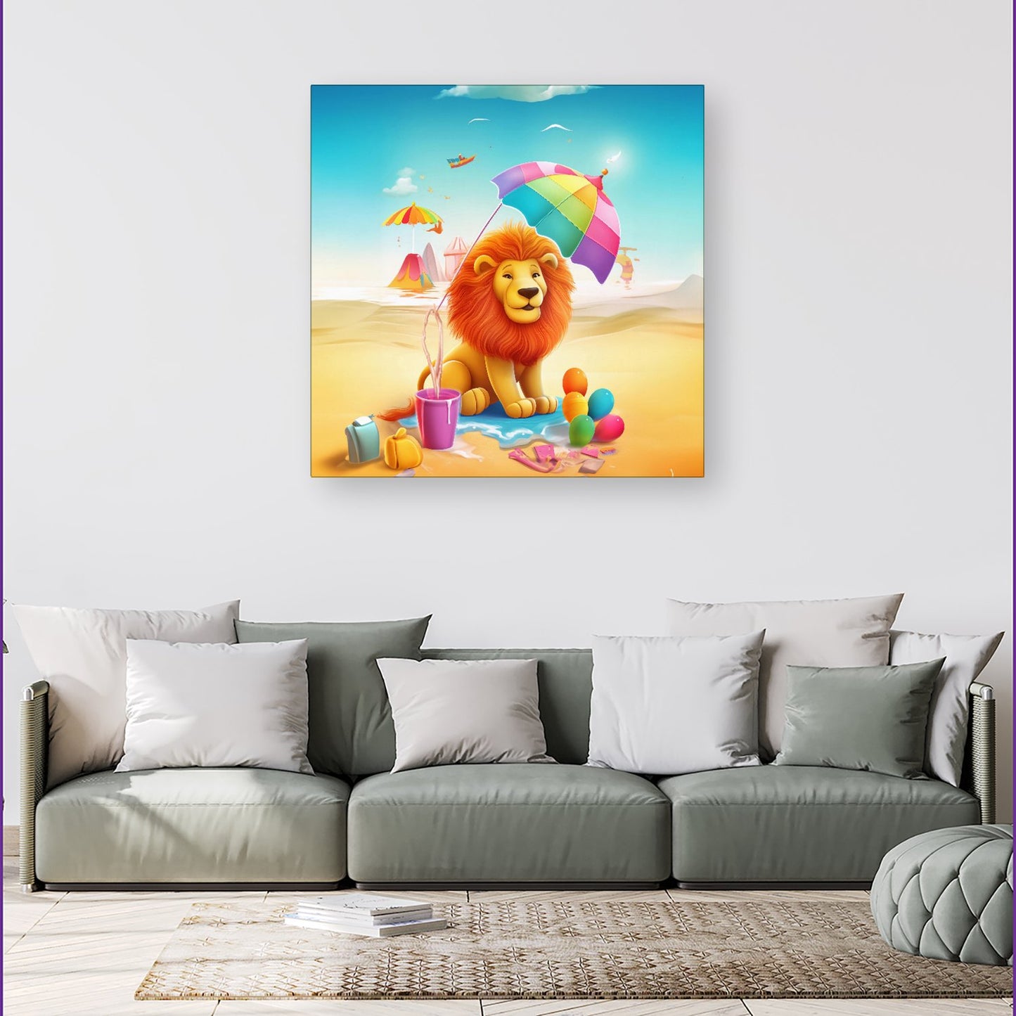 Lion On A Beach Holiday Canvas