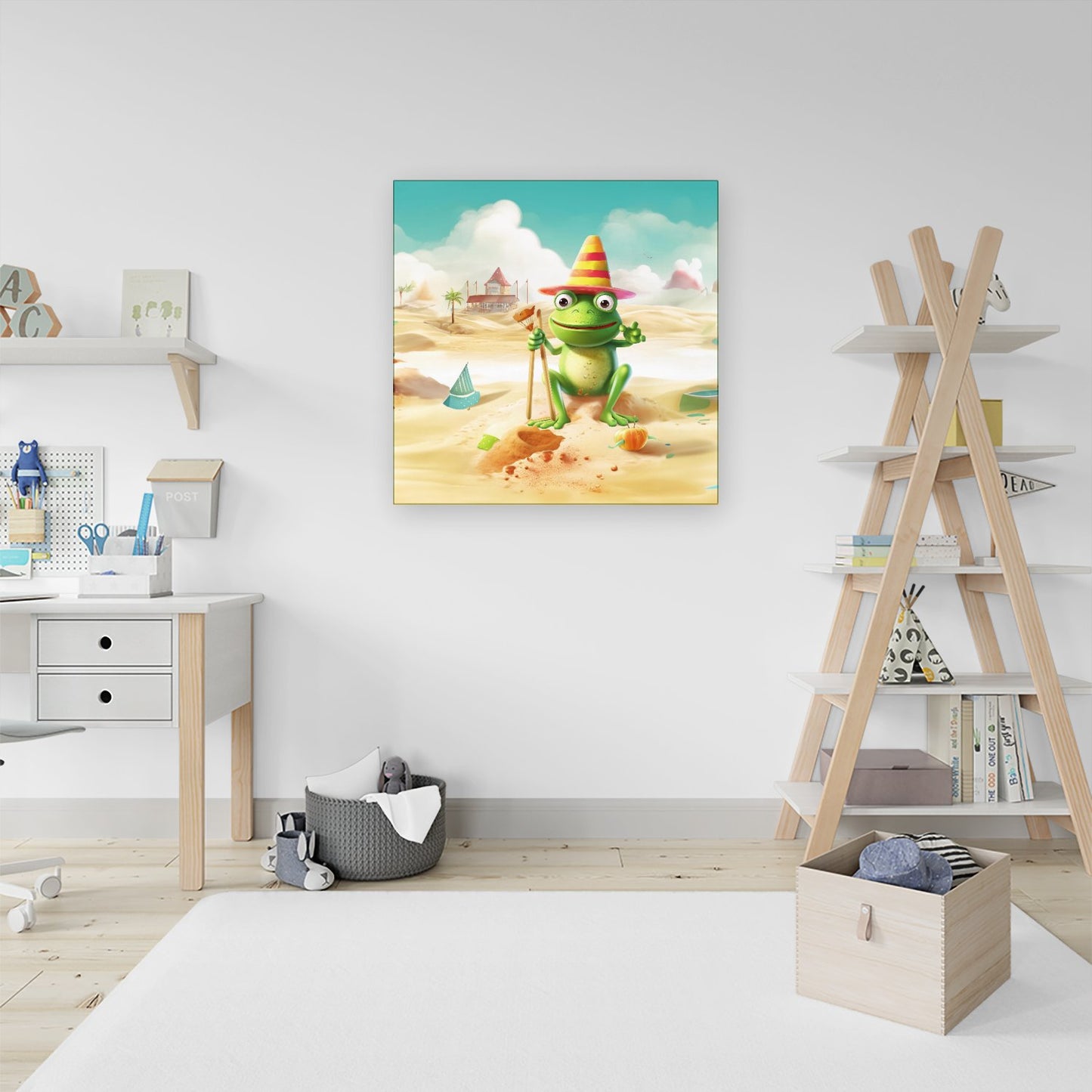 Happy Frog On A Beach Holiday Canvas