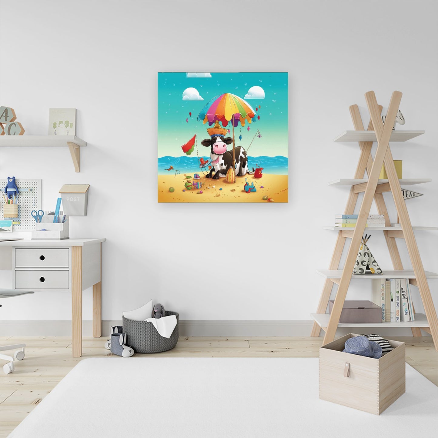 Cow On A Beach Holiday Canvas