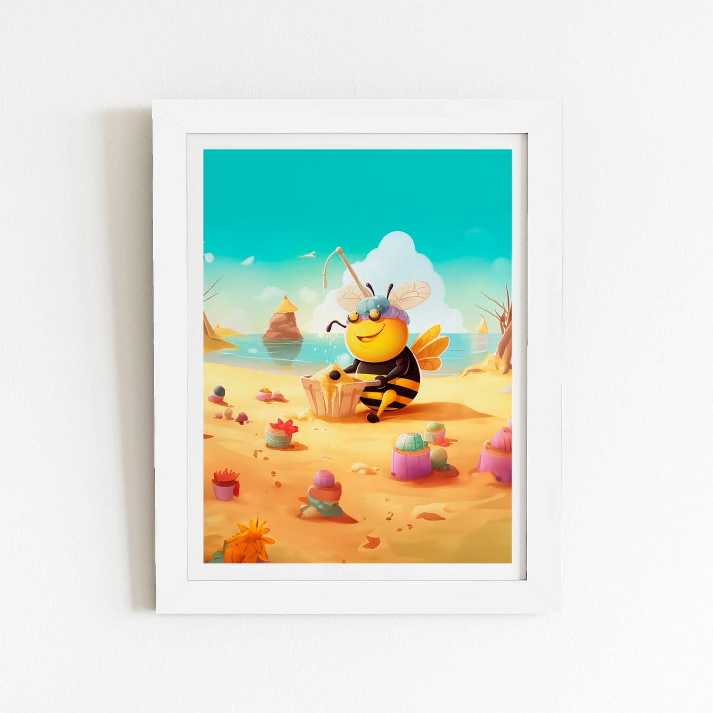 Bumblebee On A Beach Holiday Art Prints