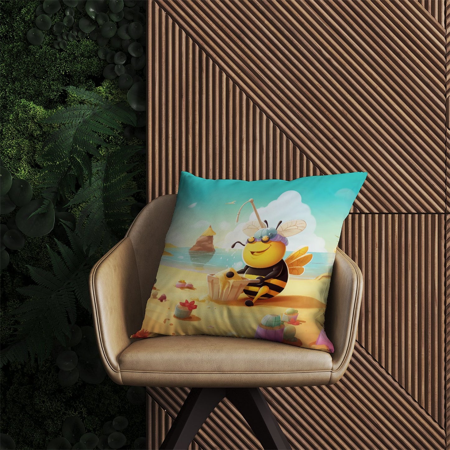 Bumblebee On A Beach Holiday Outdoor Cushion