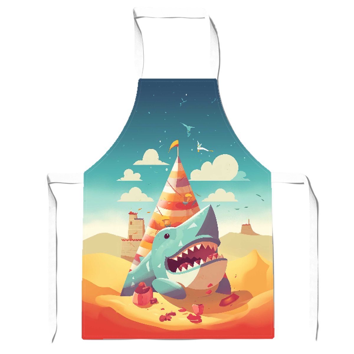 Shark On A Beach Holiday Apron
