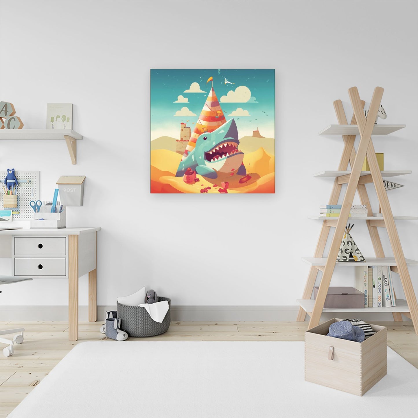 Shark On A Beach Holiday Canvas
