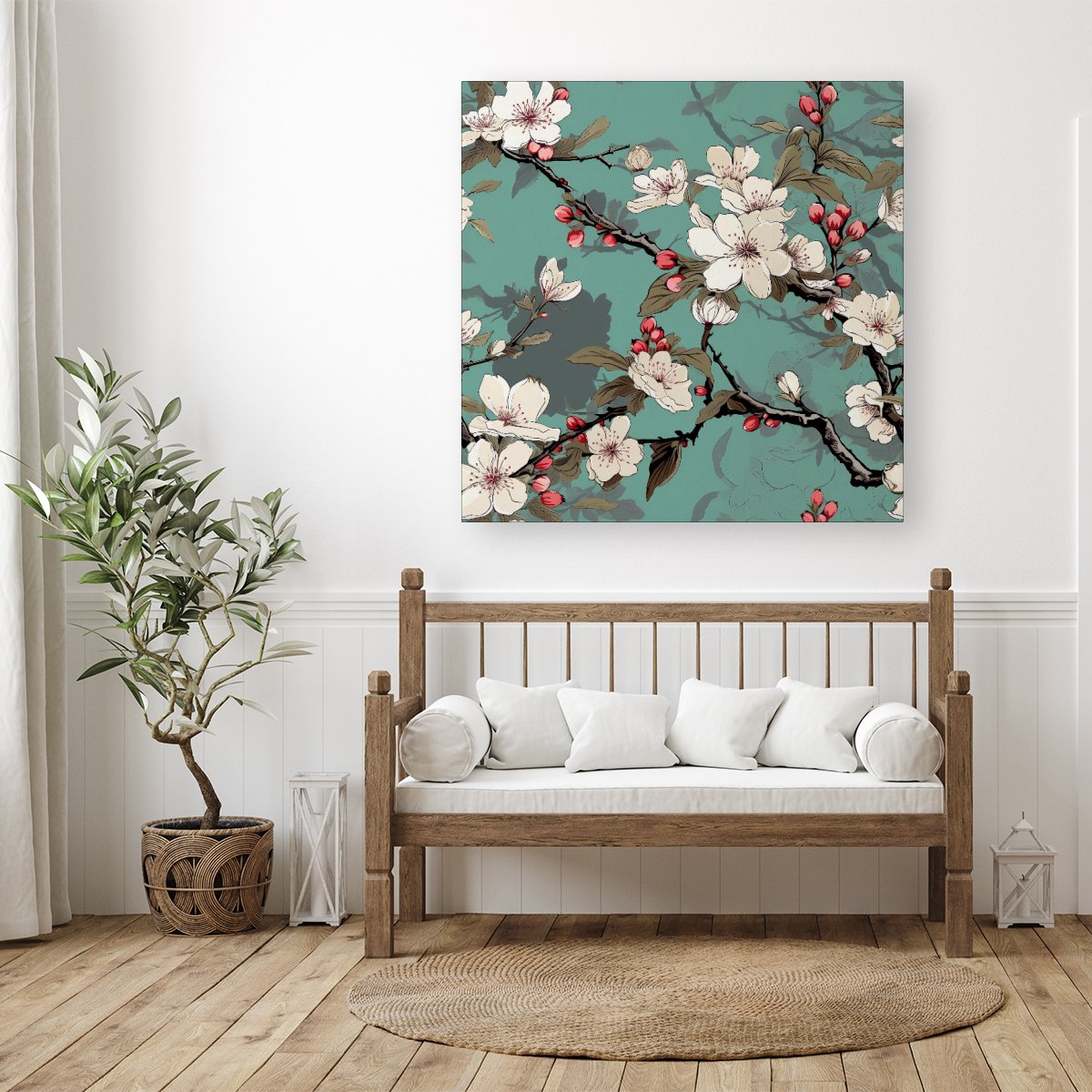 Pink Blossom Asian Design Canvas